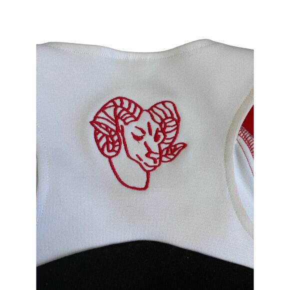 Y2K VTG Style Cheerleader Tank Top Logo Rams Embroidered Color Blocked 36/6 - Picture 5 of 5
